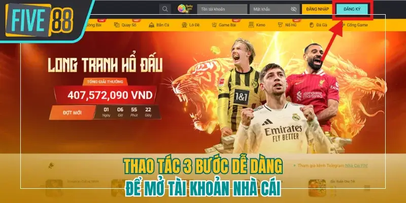 Thao tác 3 bước dễ dàng để mở tài khoản nhà cái